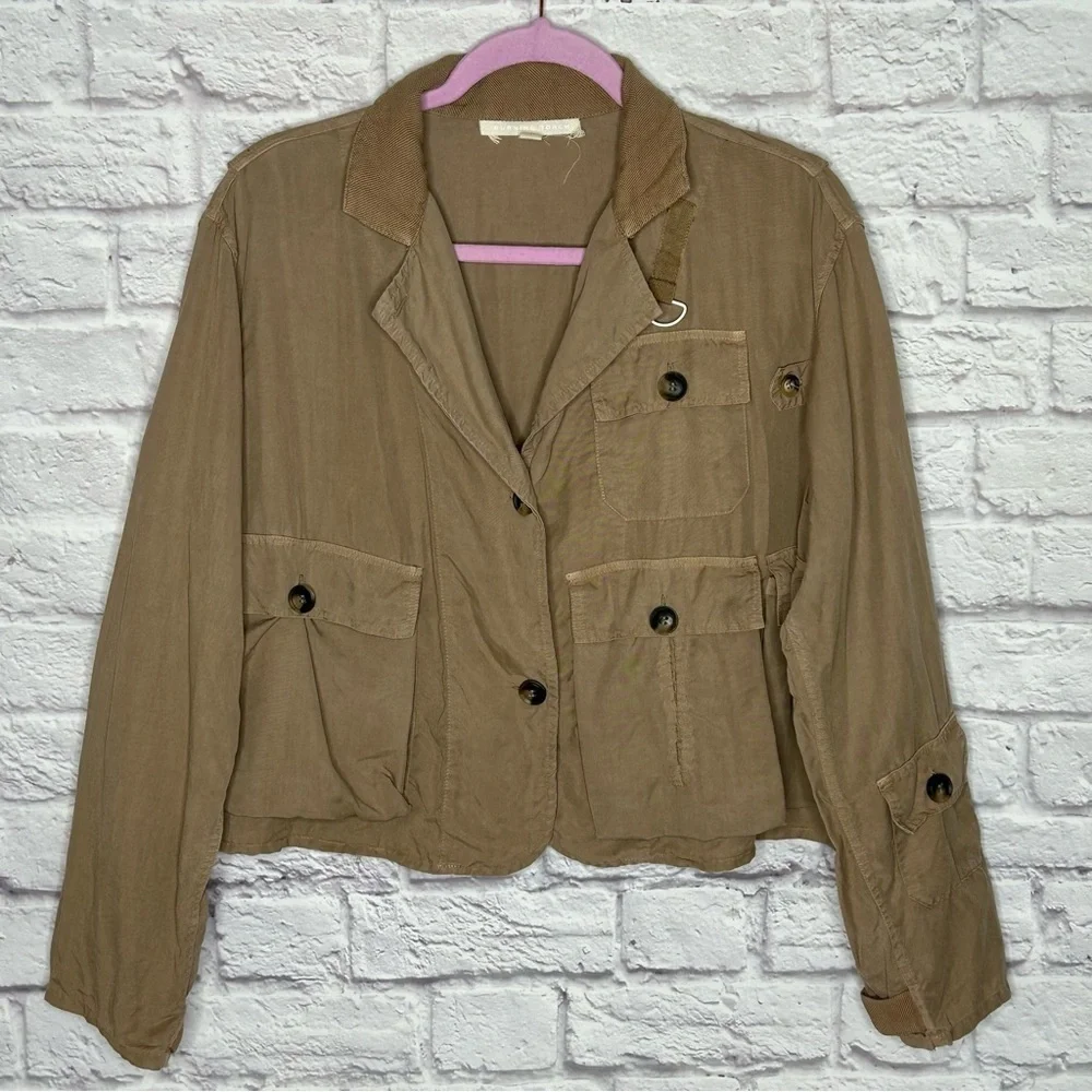 Velvet Torch Multi Pocket Utility Jacket in Khaki - Picture 3 of 14